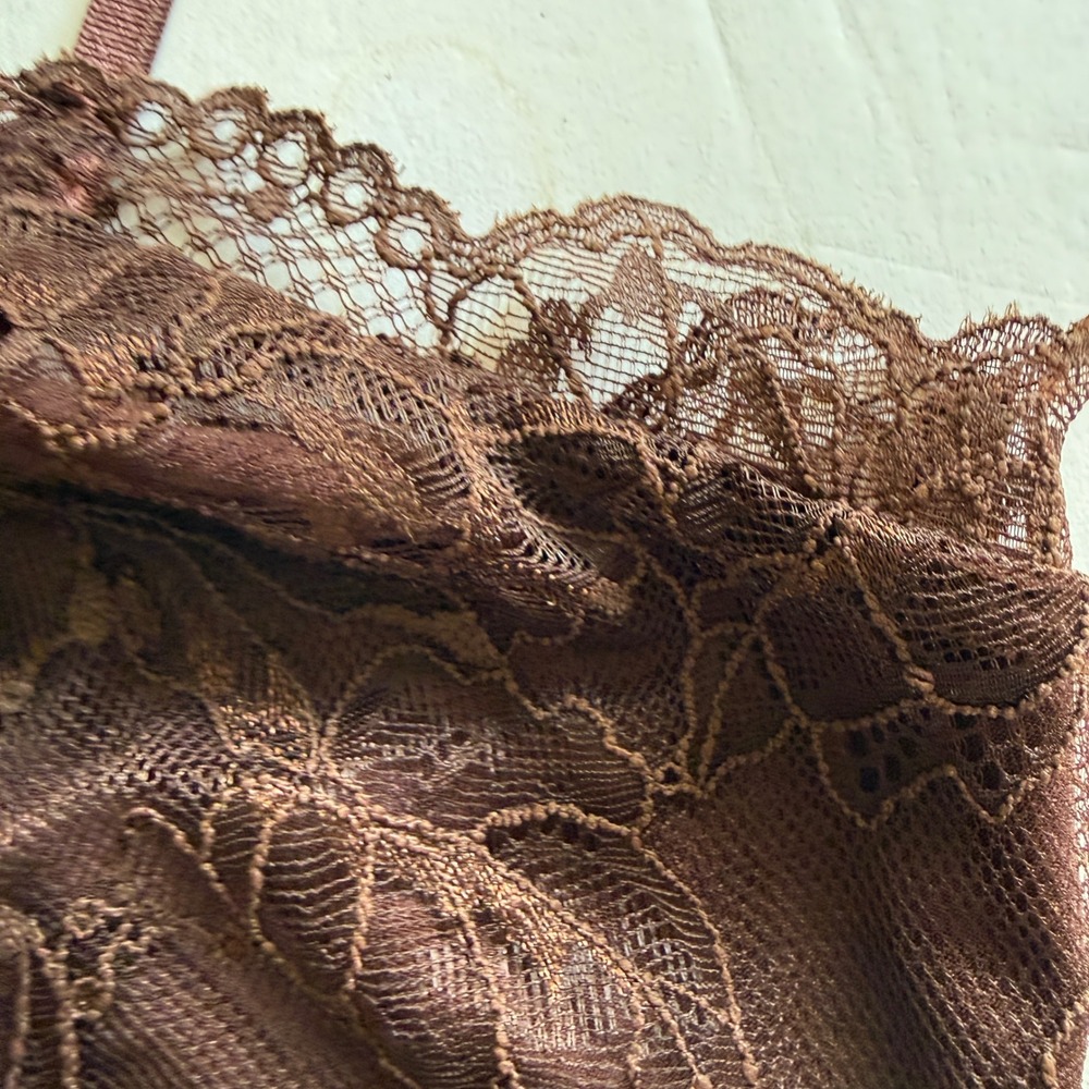 Free People‎ Womens Floral Lace Camisole Top Size S Brown Fairy Y2K  Grunge - Picture 5 of 9